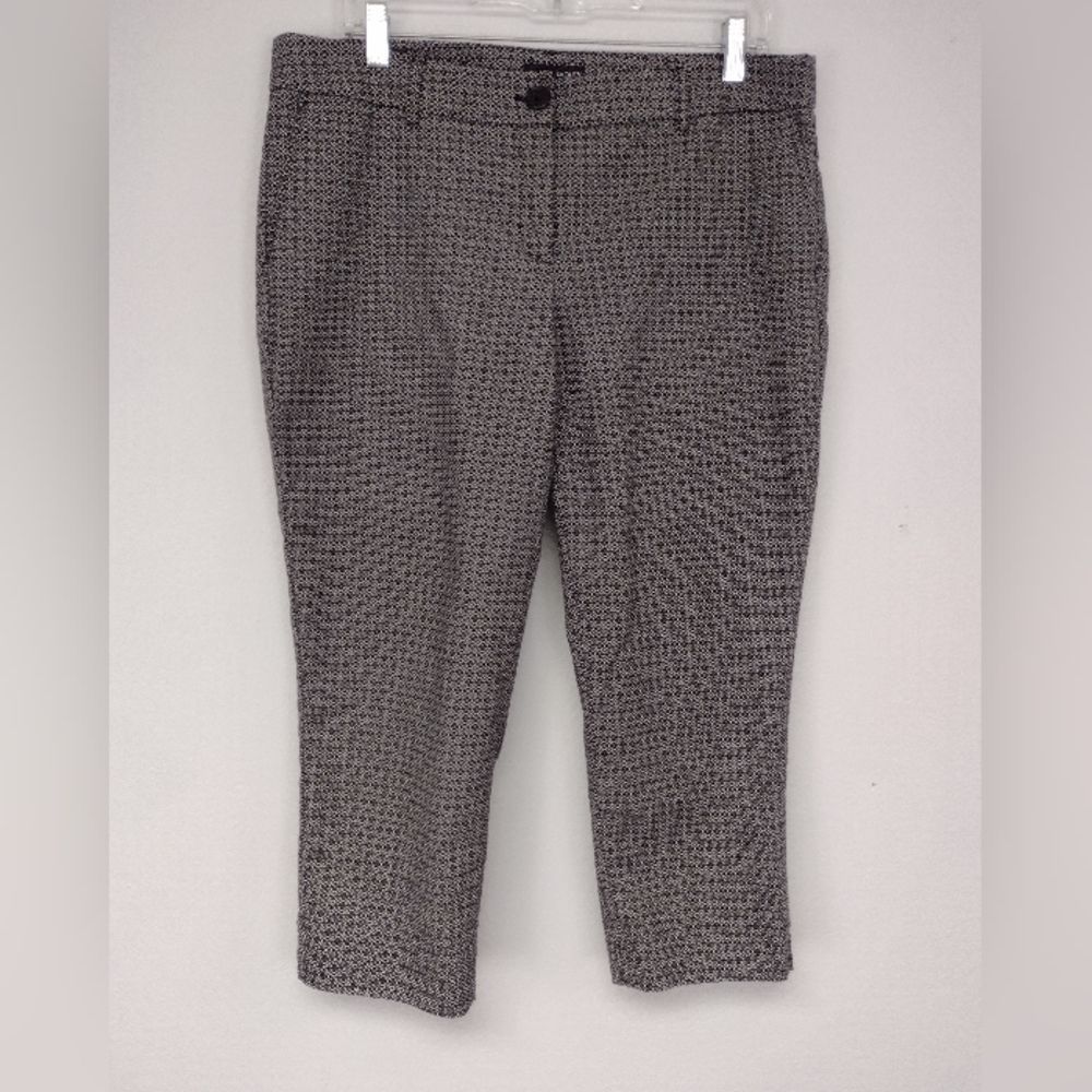 Hilary Radley Pant Sz 12 Black &  White Cropped Cotton Spandex Zip Front